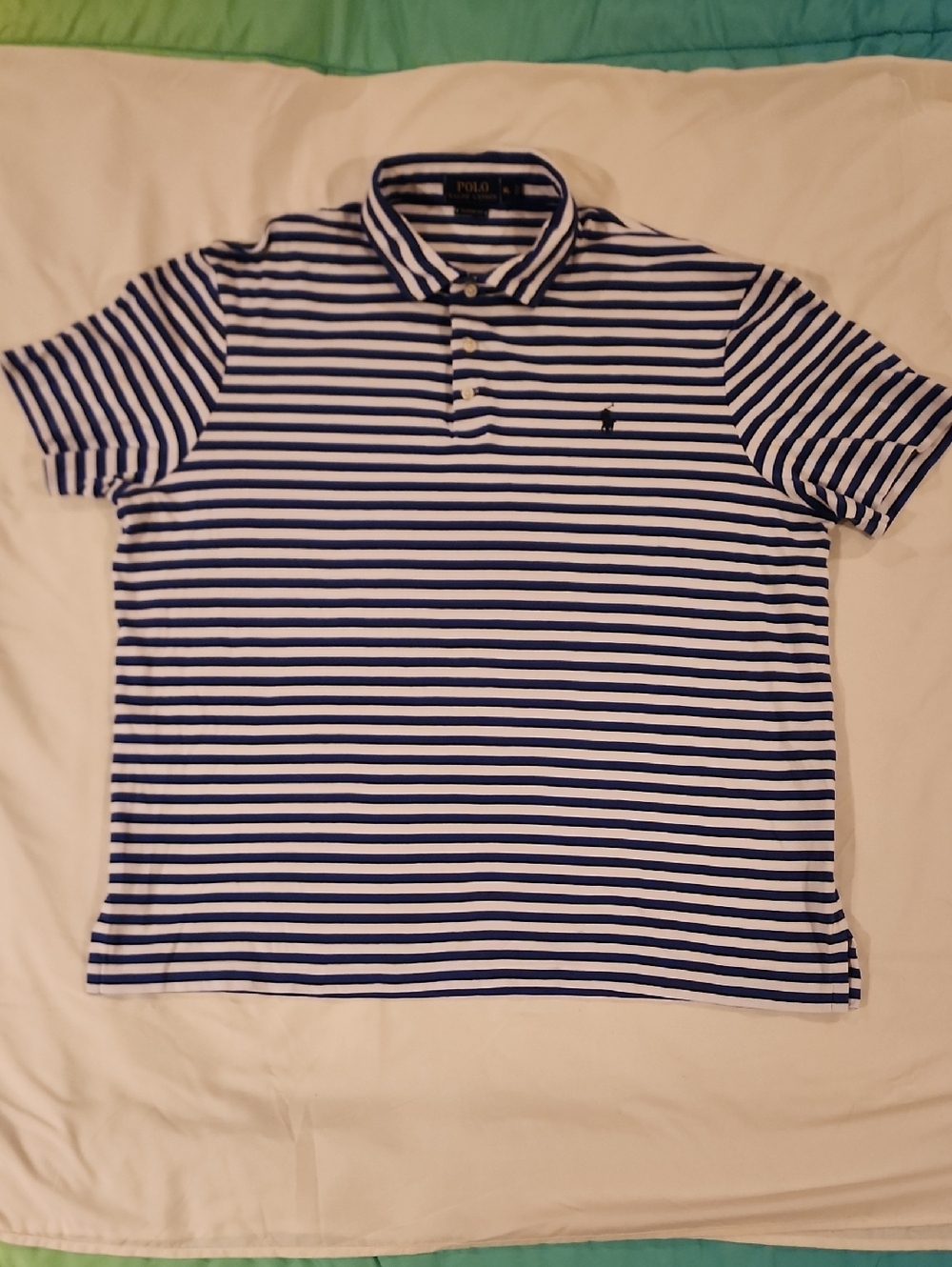 Polo by Ralph Lauren Men’s Blue & White Striped Classic Polo Shirt. Size XL